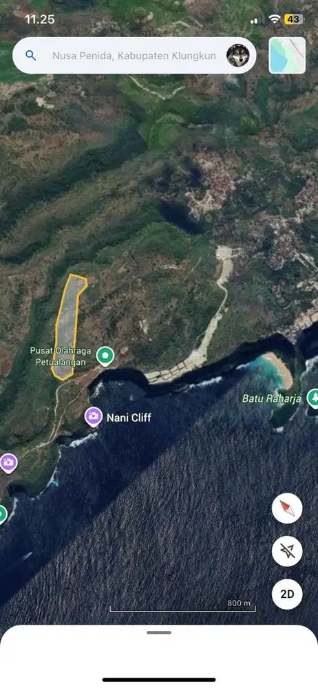 Tanah tebing view laut dekat klingking beach - nusa penida