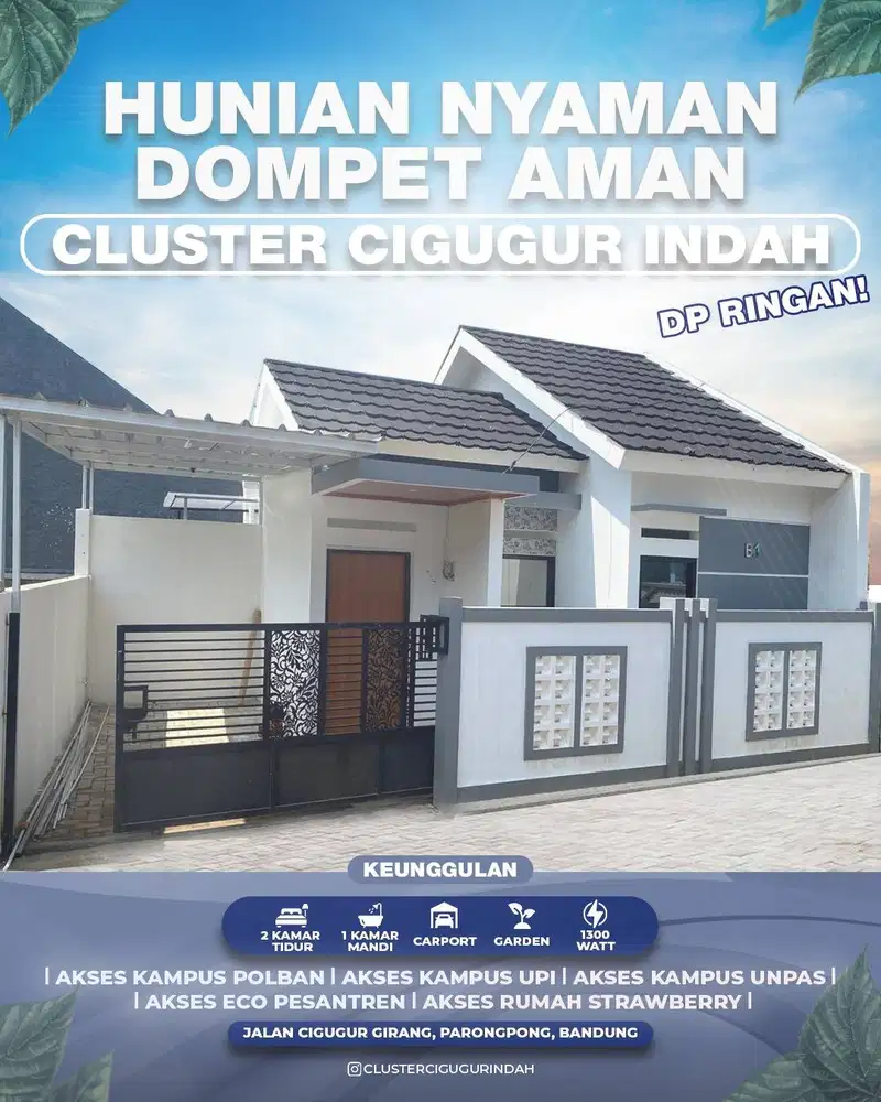 HANYA 400 JUTA RUMAH CLUSTER DEKAT UPI BANDUNG