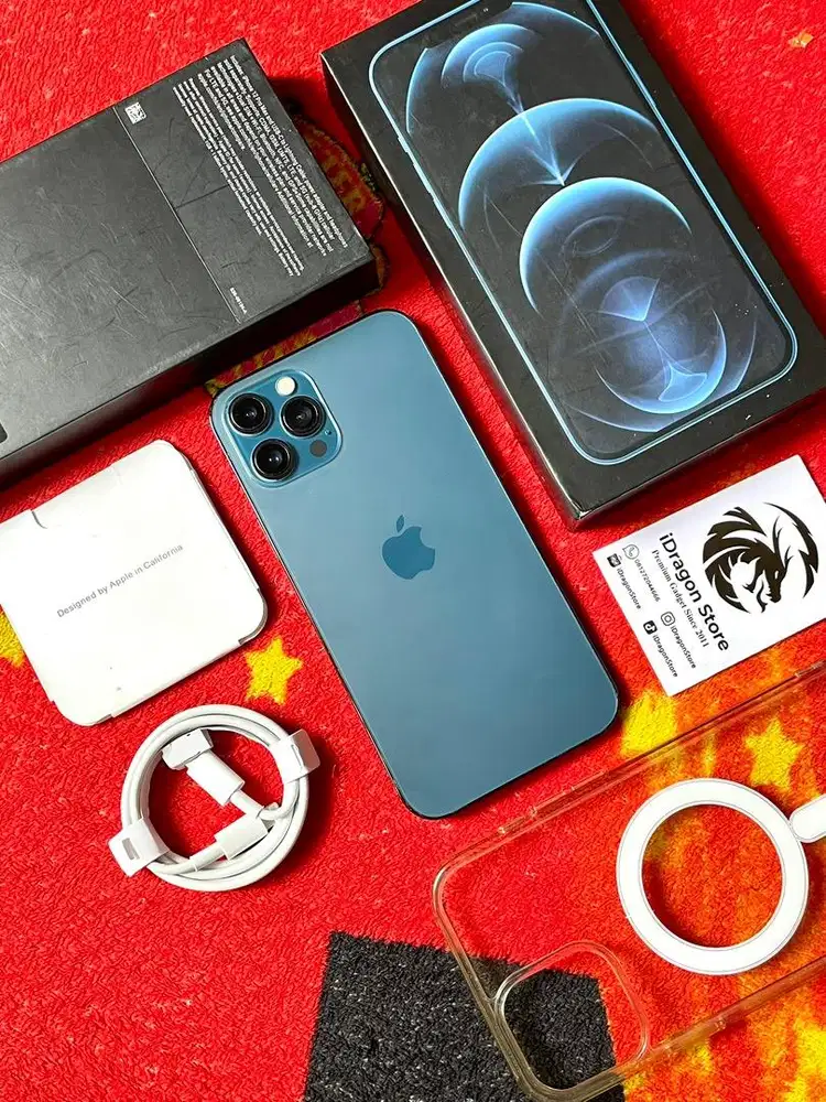 iphone 12 Pro Max 256gb Pasific Blue Fullset Mulus