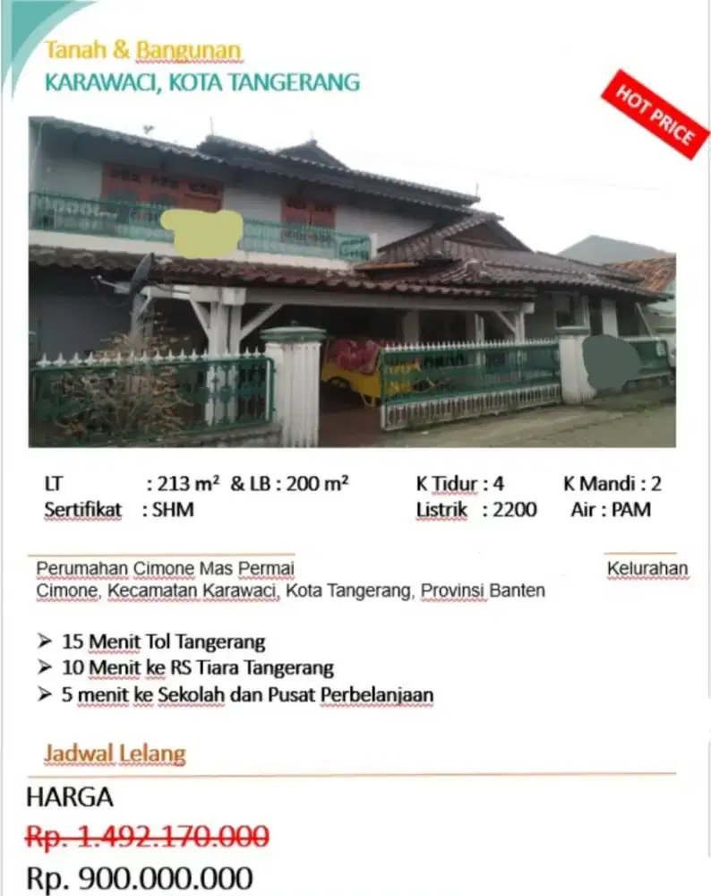 Dijual Rumah Cimone Mas Permai