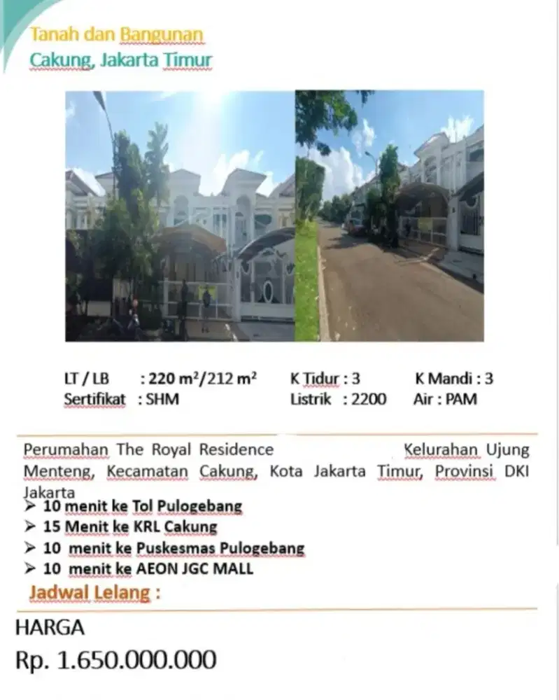 Dijual Rumah The Royal Residence
