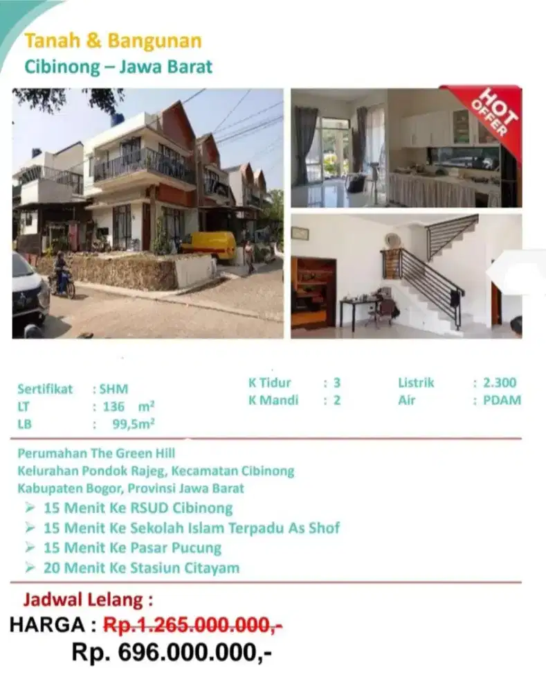 Dijual Rumah Siap Huni Perumahan Green Hill Cibinong