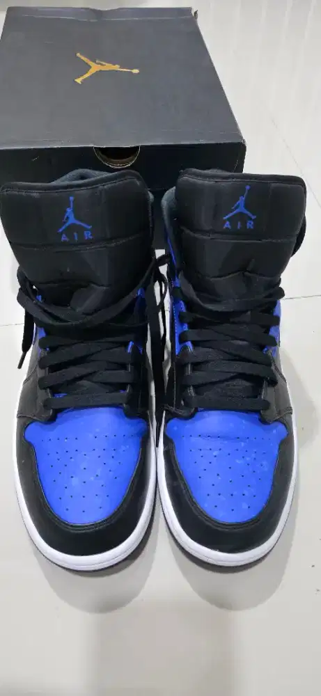 Sepatu Air Jordan 1 Mid Black Hyper Royal Blue