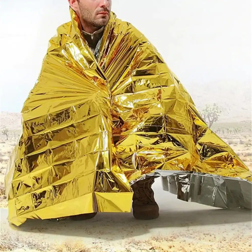 Selimut Darurat Emergency Blanket Thermal Anti Dingin 130x210cm Emas
