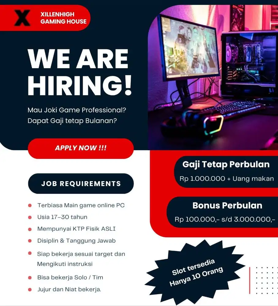 LOKER JOKI GAME ONLINE (GAJI TETAP)