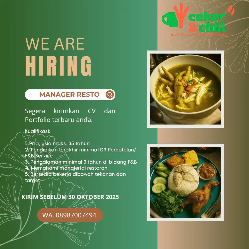 Manager Resto Berpengalaman