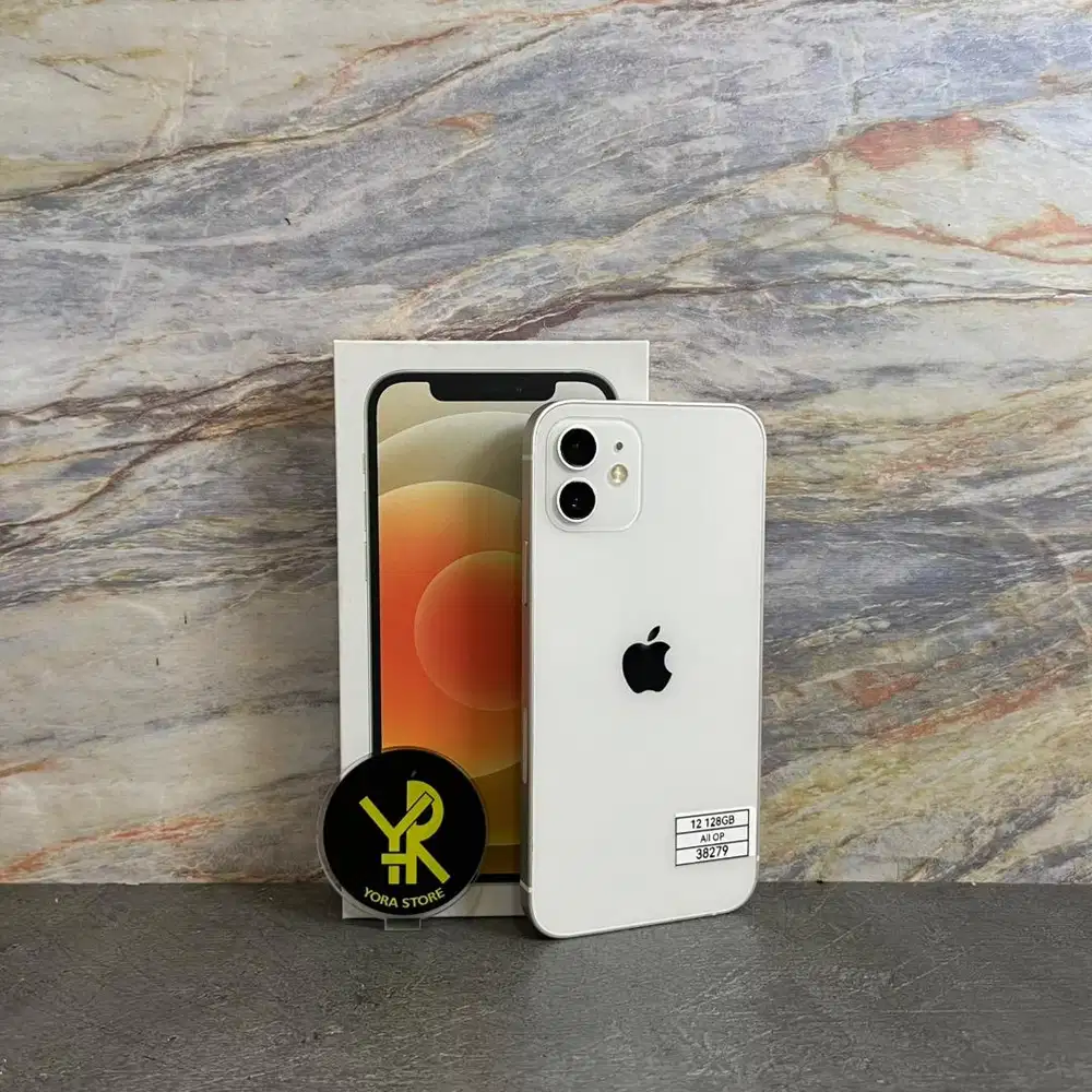iPhone 12 White 128GB Second All Op Mulus - Fullset