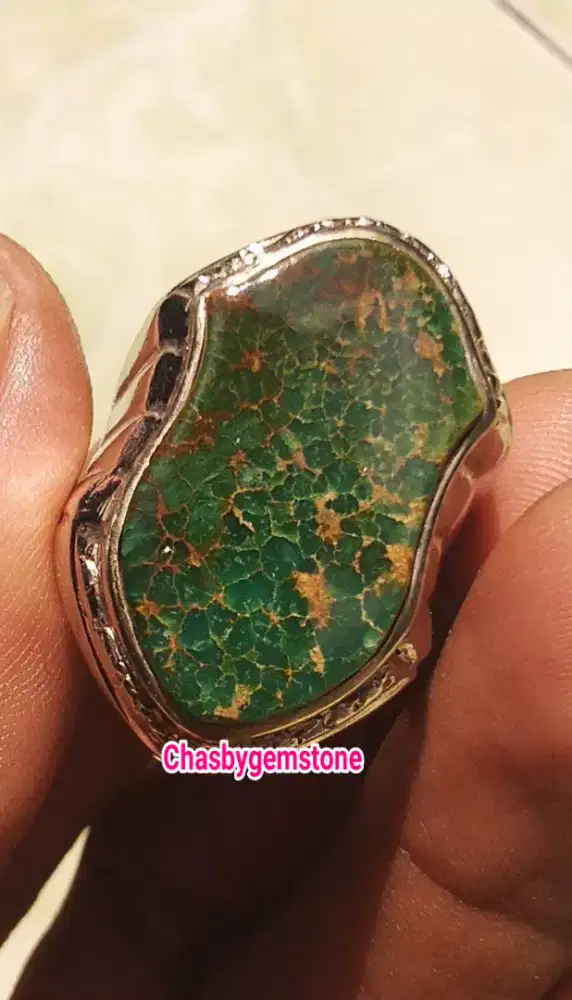Batu Pirus Persia ijo kedondong-Cincin Terompah Pirus Persia HQ