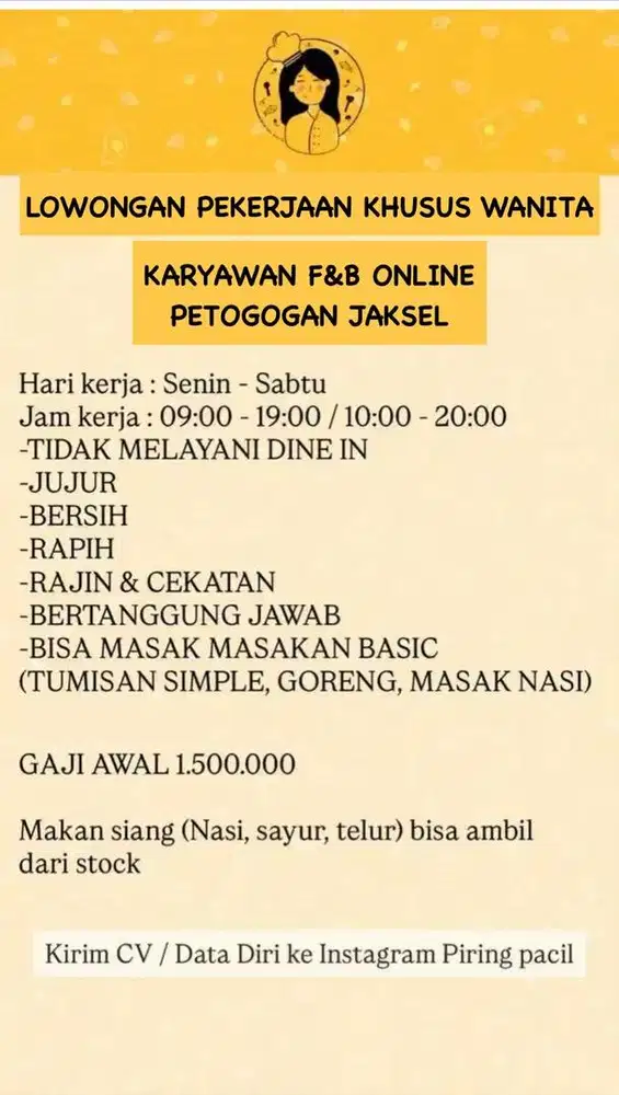 KARYAWAN F&B ONLINE FOOD