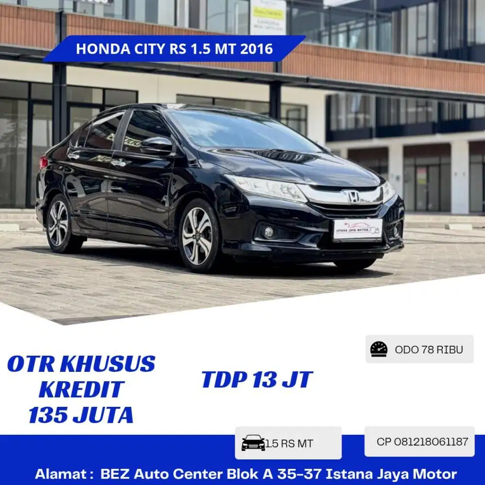 DP 13JT Honda City 1.5 RS AT NIK 2016 Hitam