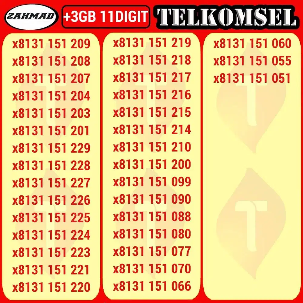 TSEL-E) NOCAN TELKOMSEL 11 Digit kartu perdana nomor cantik simpati 11