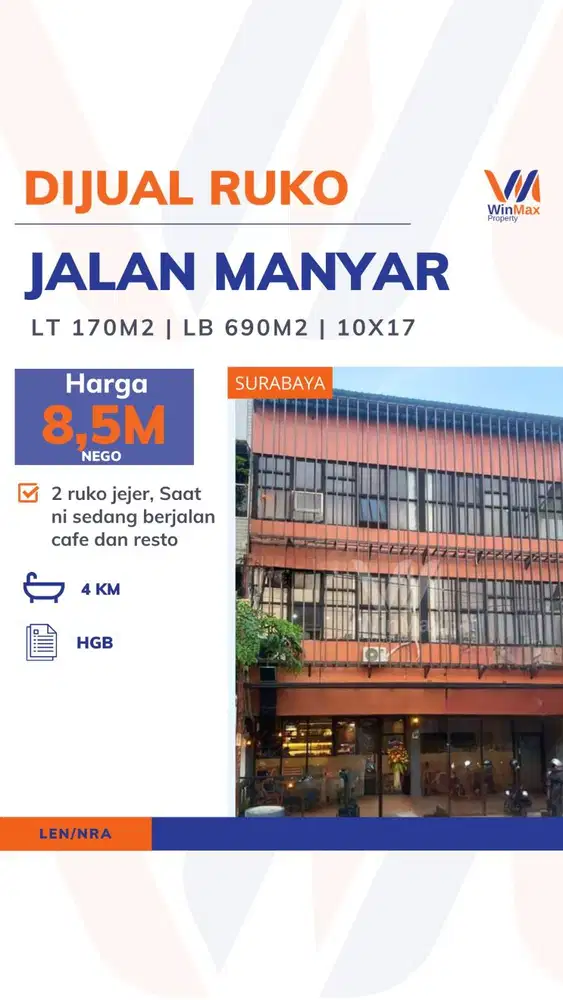 DIJUAL RUKO Lokasi JALAN MANYAR