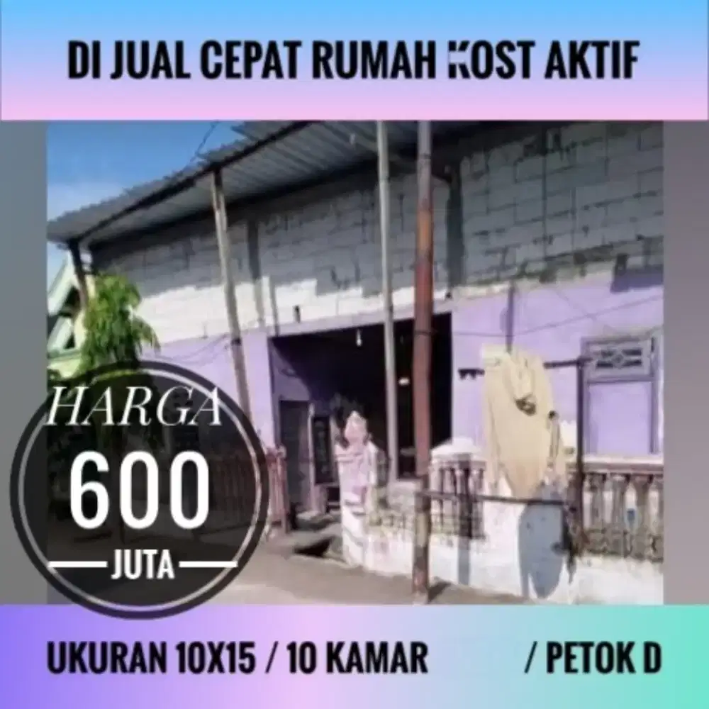 Di Jual Cepat Rumah Kos Apa Adanya