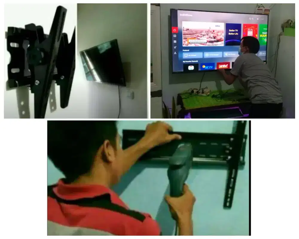 Pasangkan bracket dan Braket +pasang terimarapih breket briket led tv