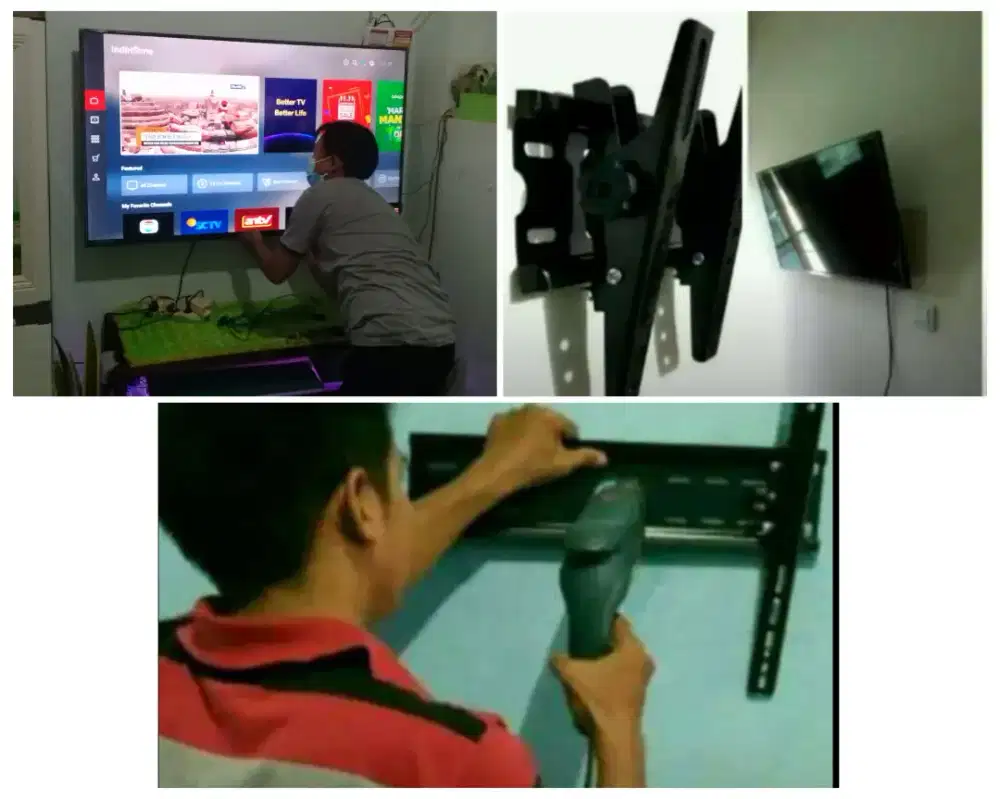 Pasangkan bracket dan Braket +pasang terimarapih breket briket led tv