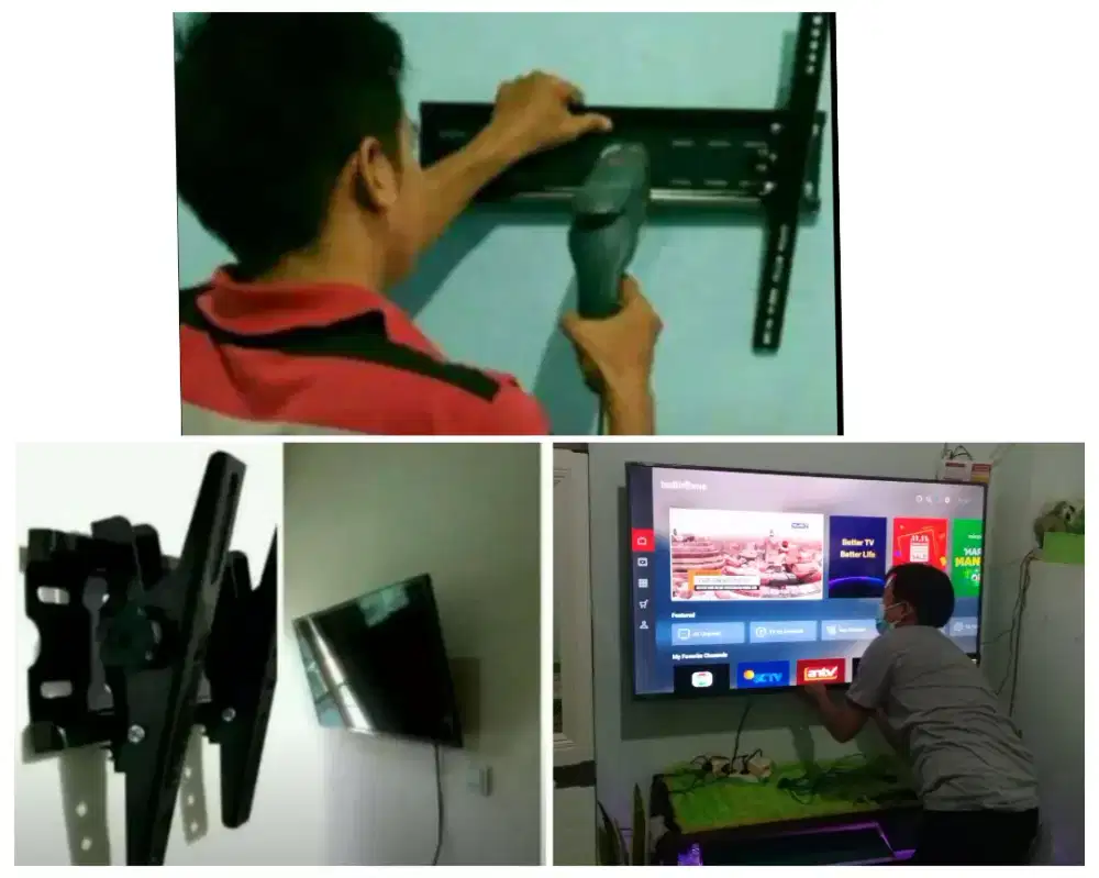 Pasangkan bracket dan Braket +pasang terimarapih breket briket led tv