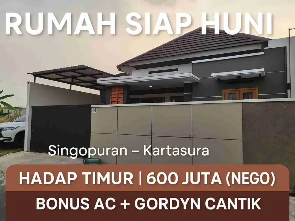 Rumah Dijual Siap Huni Kartasura Sukoharjo – 1 Lantai Hadap Timur Bonus AC