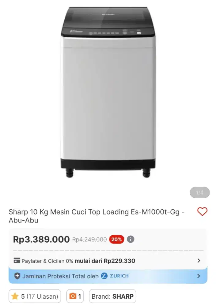 Mesin cuci sharp top load