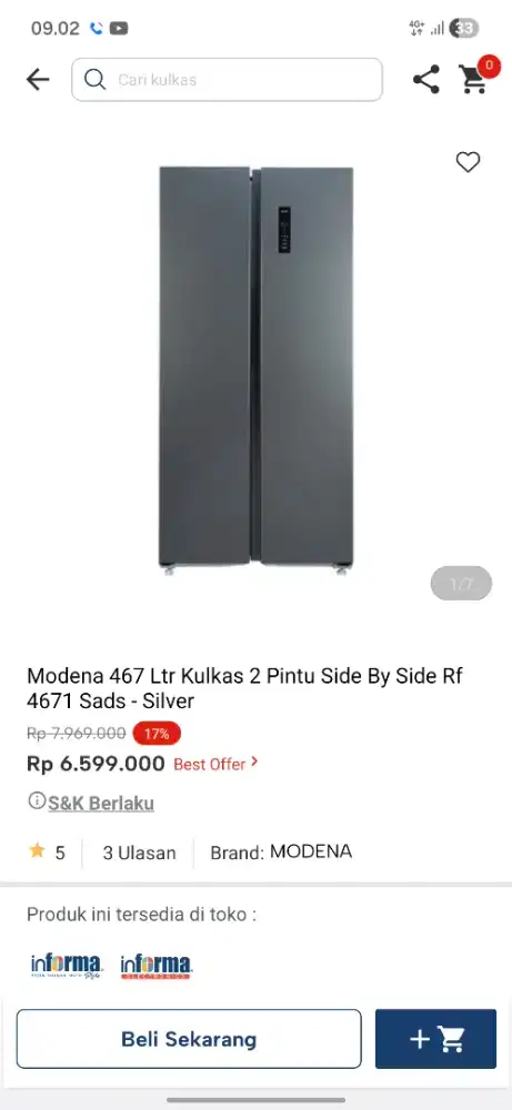 Ready stok kulkas modena promo murah