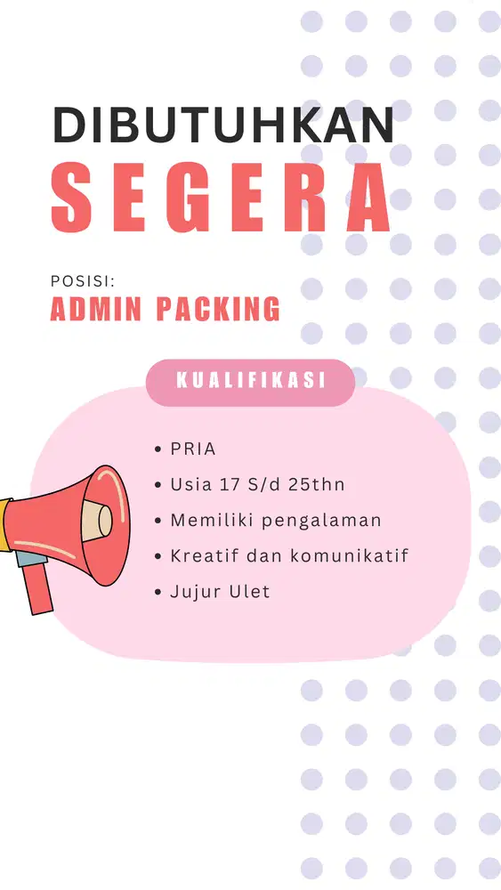 DICARI KARYAWAN LAKI LAKI UNTUK PACKING DIONLINE SHOP MAINAN