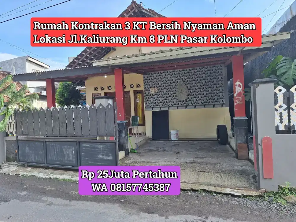 Kontrakan 3 KT Jakal km 8 area PLN Gereja Pasar Kolombo 25Jt/Thn