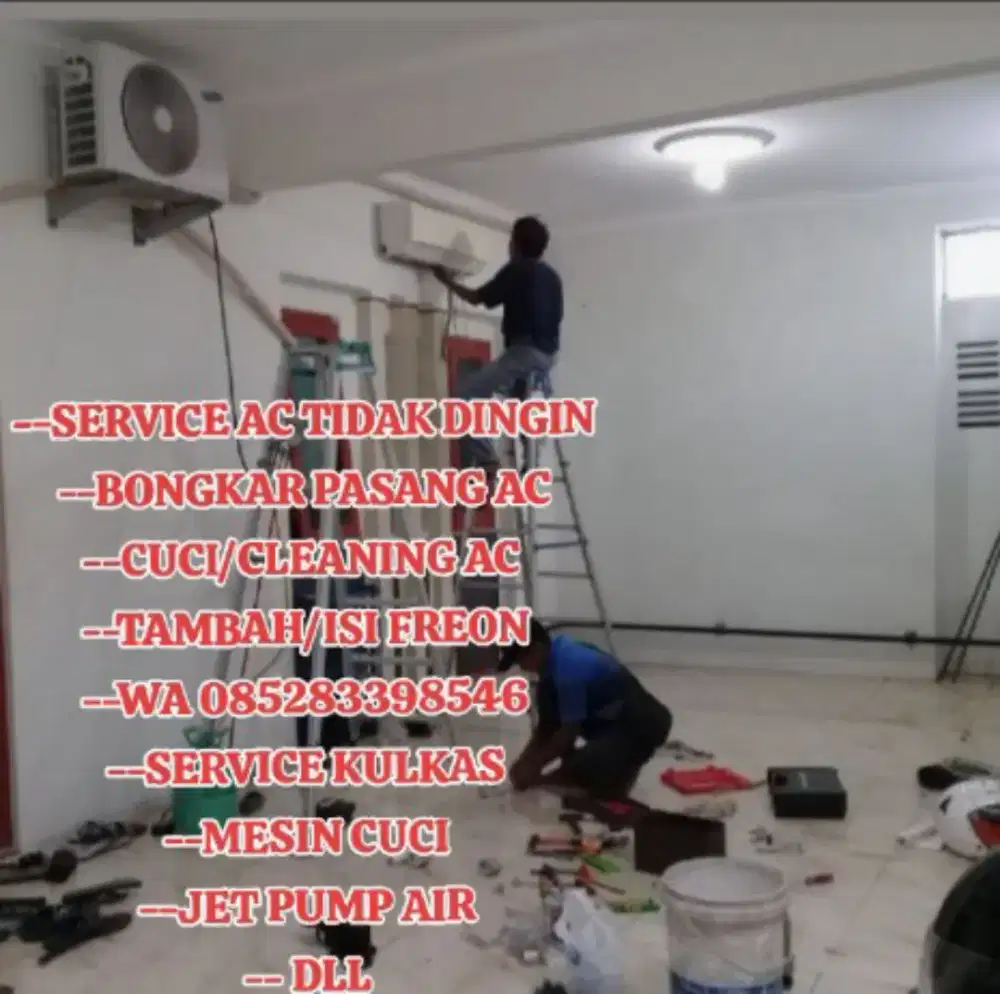 Service ac tidak dingin, bongkar pasang ac, cuci ac tambah freon vakum
