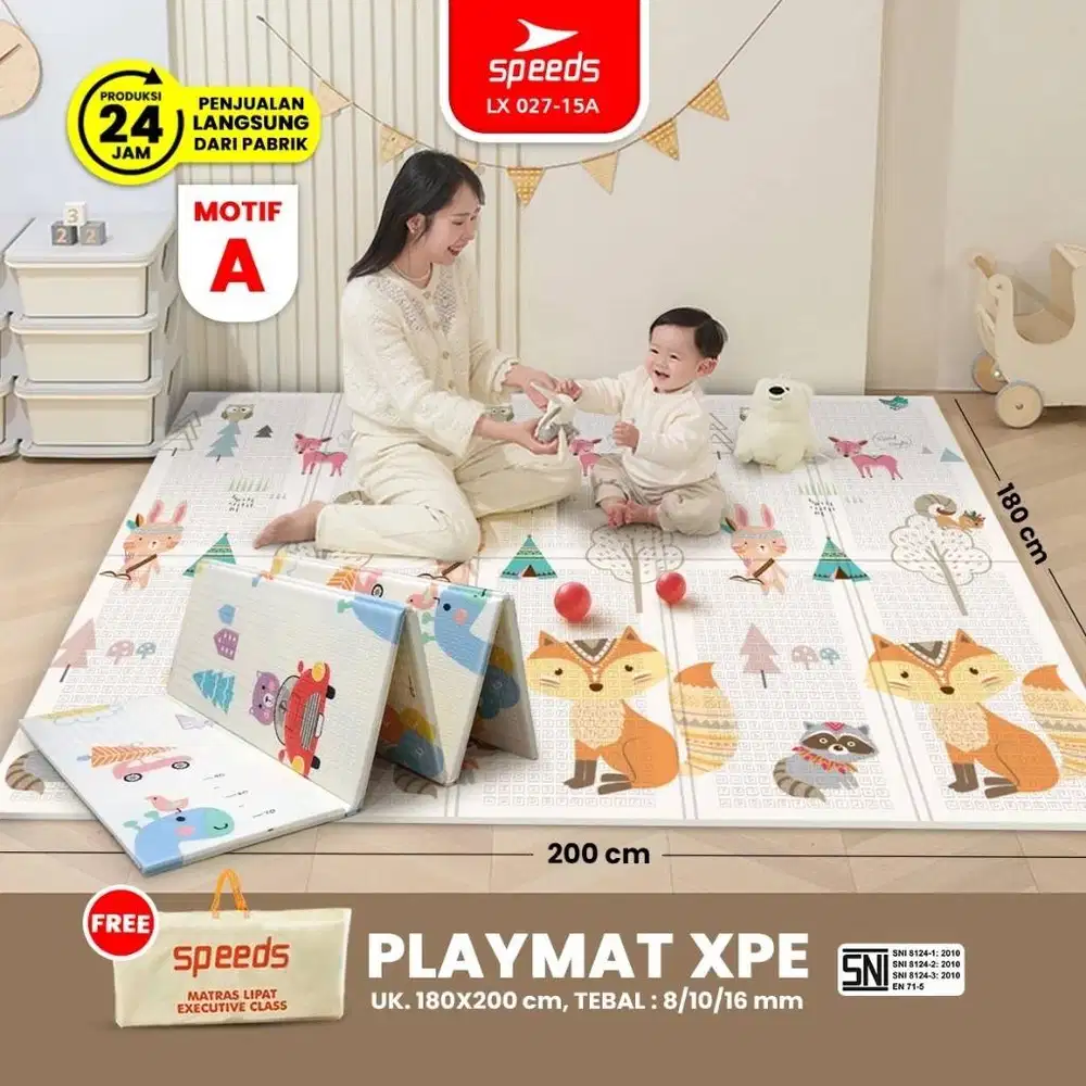 Playmat Bayi SPEEDS SNI Karpet Lipat 180x200 cm (Tebal 16 mm)