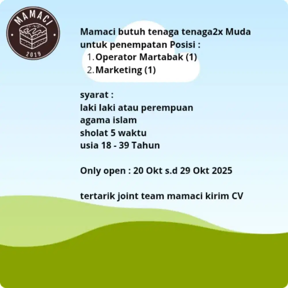 lowongan operator Mamaci