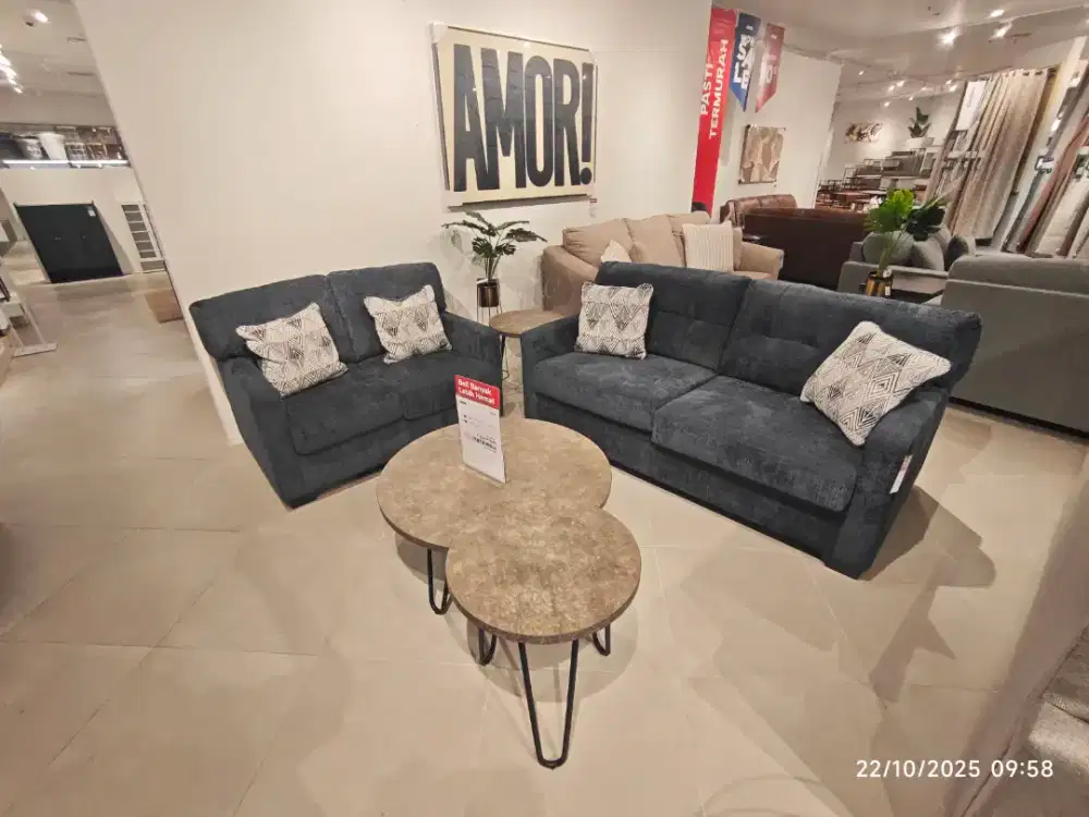 Ashley Mahoney-2 Sofa Fabric 2 & 3 Seater - Biru Navy
