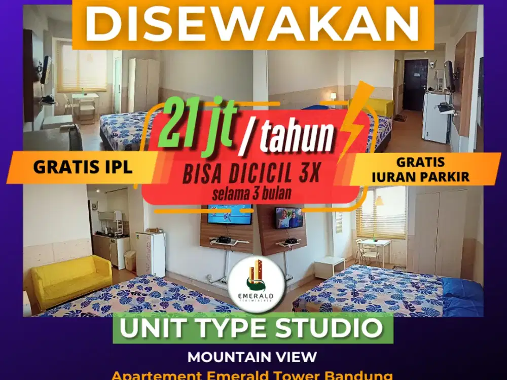DISEWAKAN Unit Apartemen tipe studio, dengan Harga Termurah se-Bandung