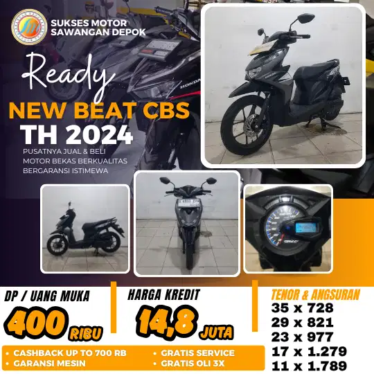 BISA CASH KREDIT DP 400 HONDA NEW BEAT CBS TH 2024 UNIT MULUS GARANSI