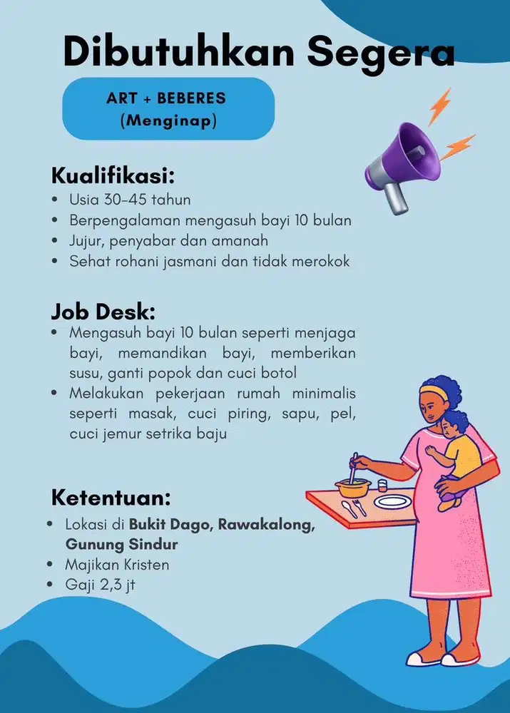 Dibutuhkan ART & Jaga bayi
