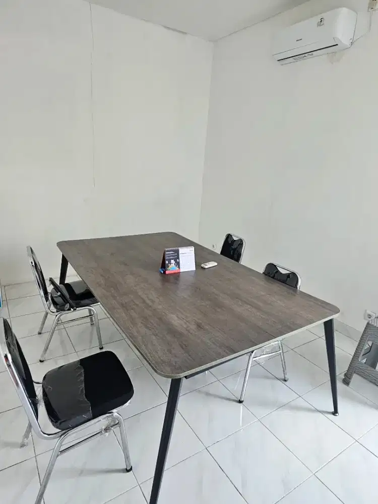 MEJA KANTOR / MEJA BELAJAR + KURSI PAKET 4 MEJA DAN 2 KURSI KANTOR