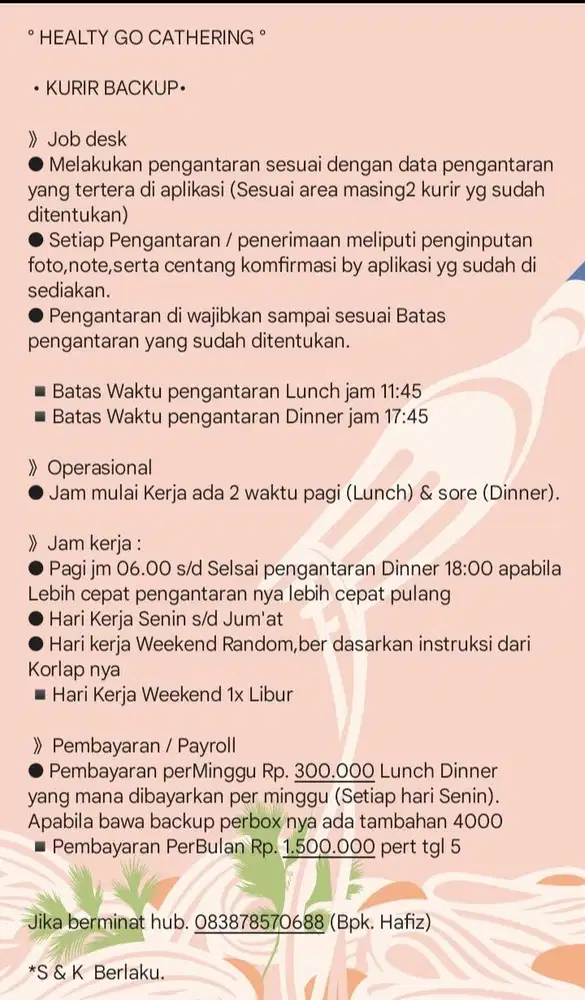 Di Butuhkan Urgent Packing Back Up Healthy Go Jakarta