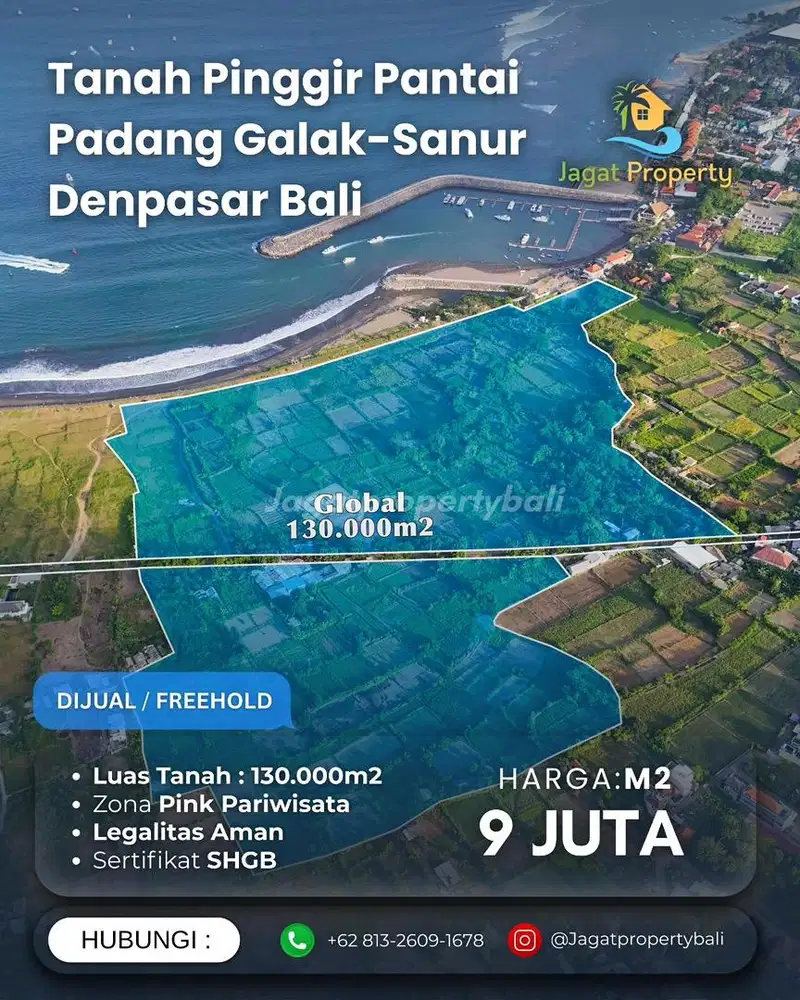 Dijual Tanah Pinggir Pantai Padang Galak Sanur Denpasar Bali