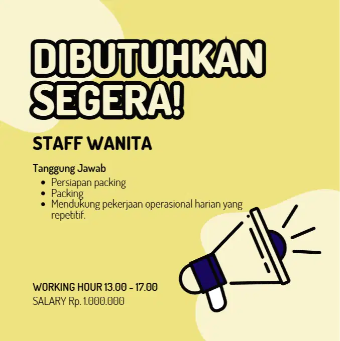 DIBUTUHKAN STAFF WANITA