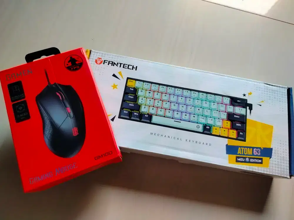 Fantech atom 63 mizu edition dan Gamen Gm100 gaming mouse