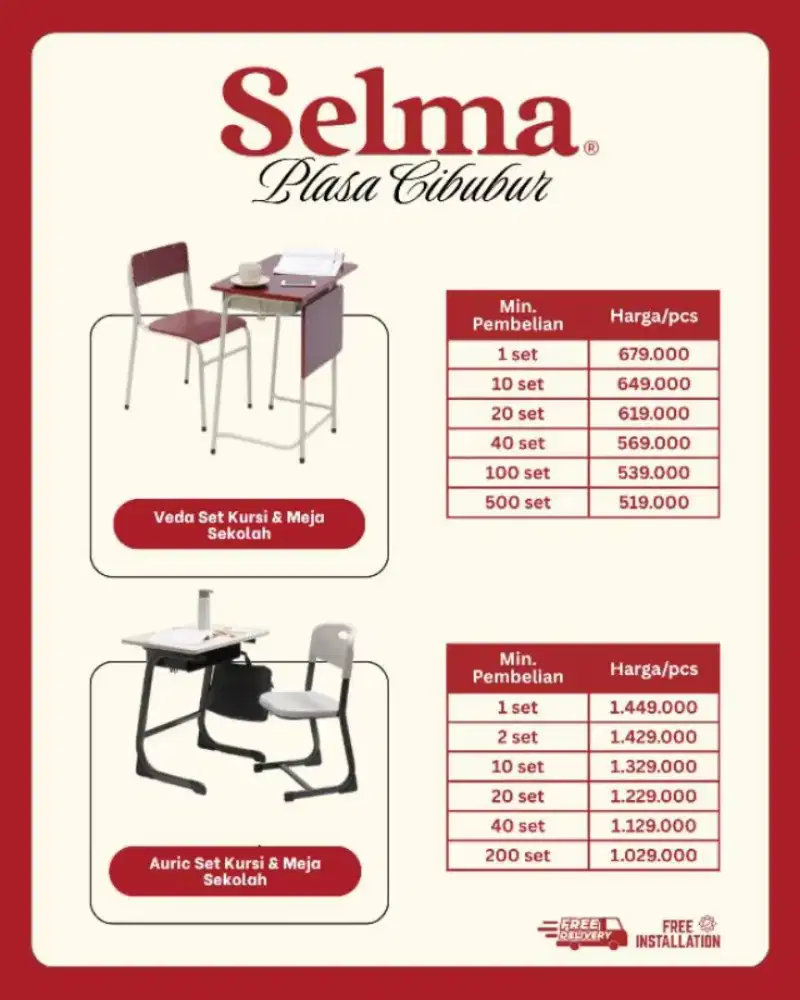 Bangku sekolah perlengkapan kantor