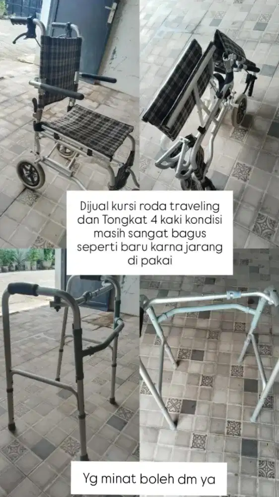 Dijual kursi roda dan tongkat 4 kaki