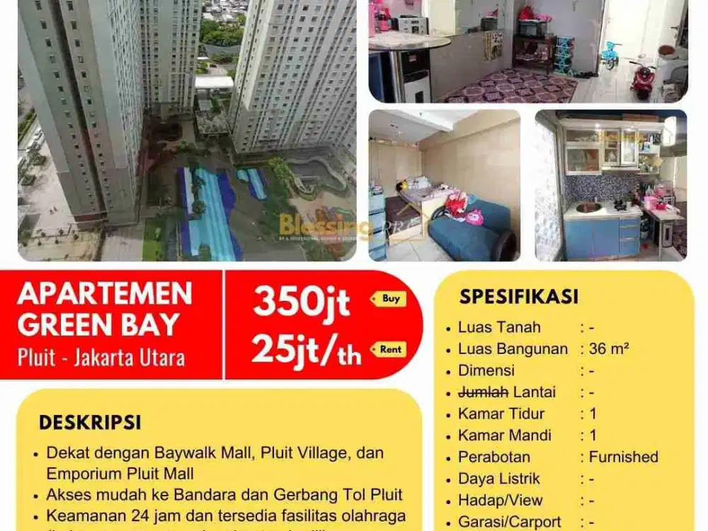 DIJUAL/SEWA Apartemen Green Bay Pulit