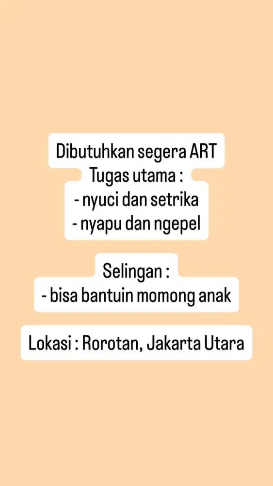 Dibutuhkan segera ART