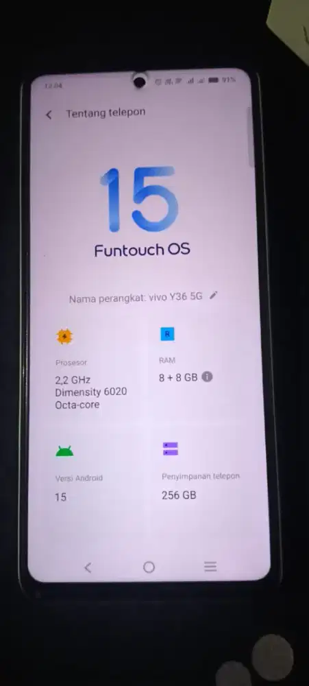 Vivo Y36 5G ram 8+8 memori 256