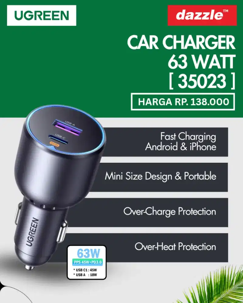 UGREEN CAR CHARGER 63W (35023)