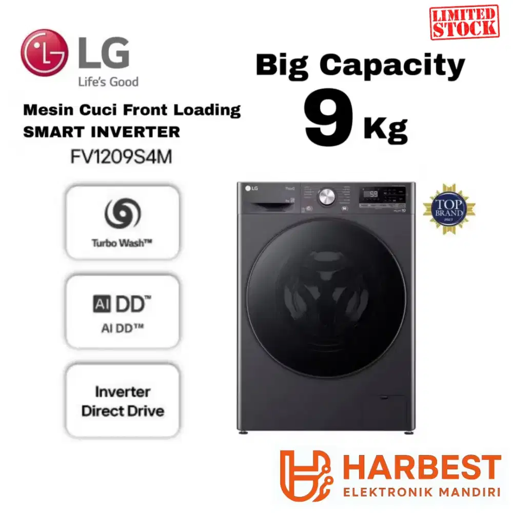 LG Front Loading Big Capacity 9 Kg SMART INVERTER FV1209S4M AI DD