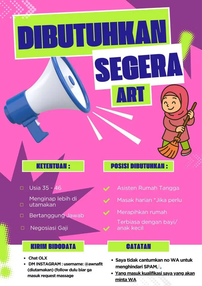 Dibutuhkan ART Menginap