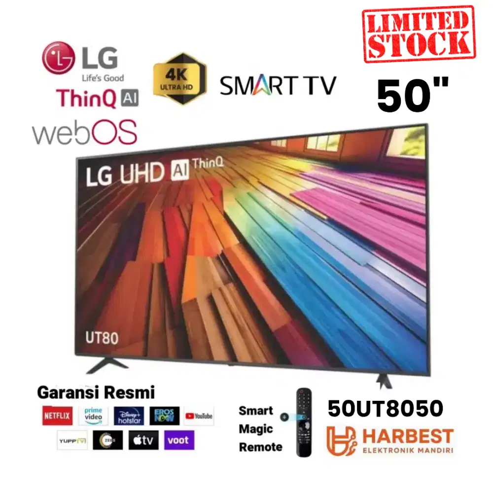 LG Real 4K UHD Smart TV 50 Inch - Magic Remote Voice Google 50UT80 HDR