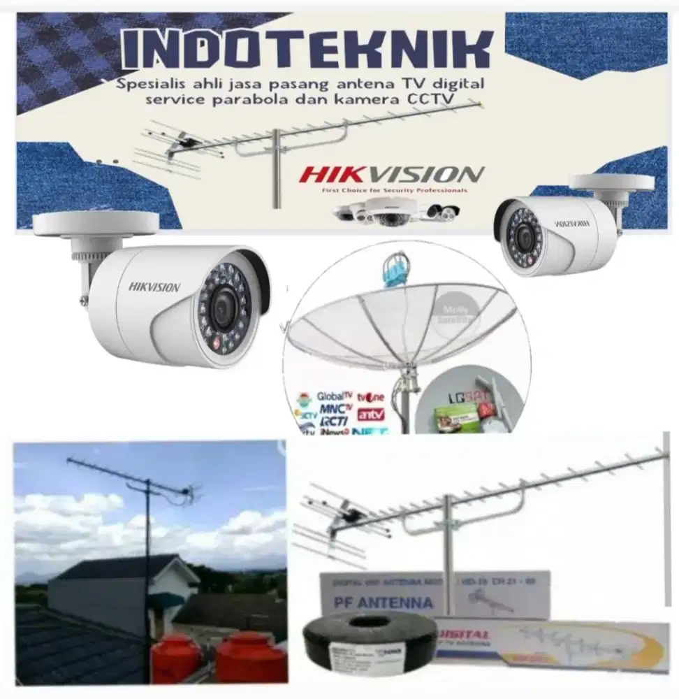 Ahli jasa pasang antena TV digital service parabola dan camera CCTV