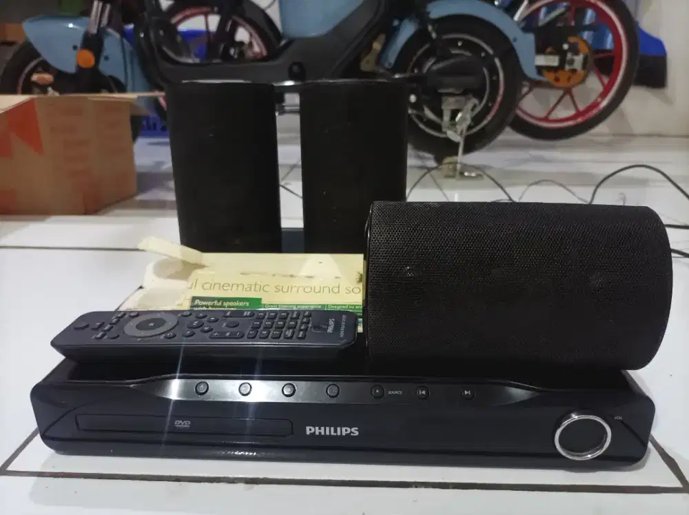 Hometheater philips + remote + 3 speaker