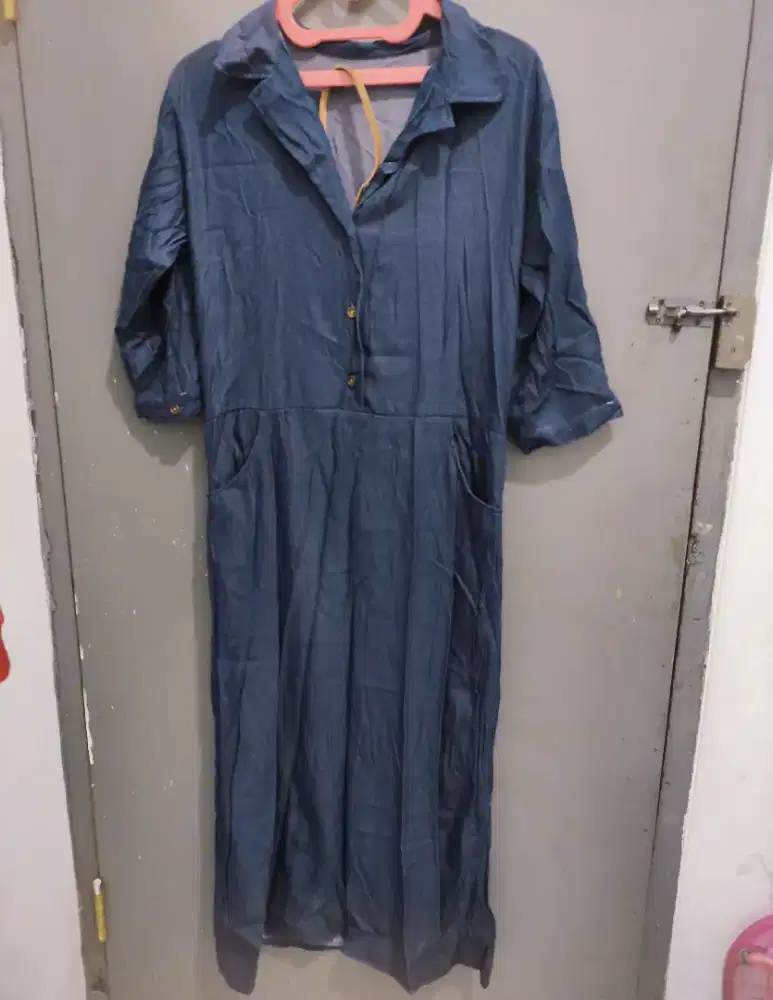 Tunik hijab wanita denim free belt
