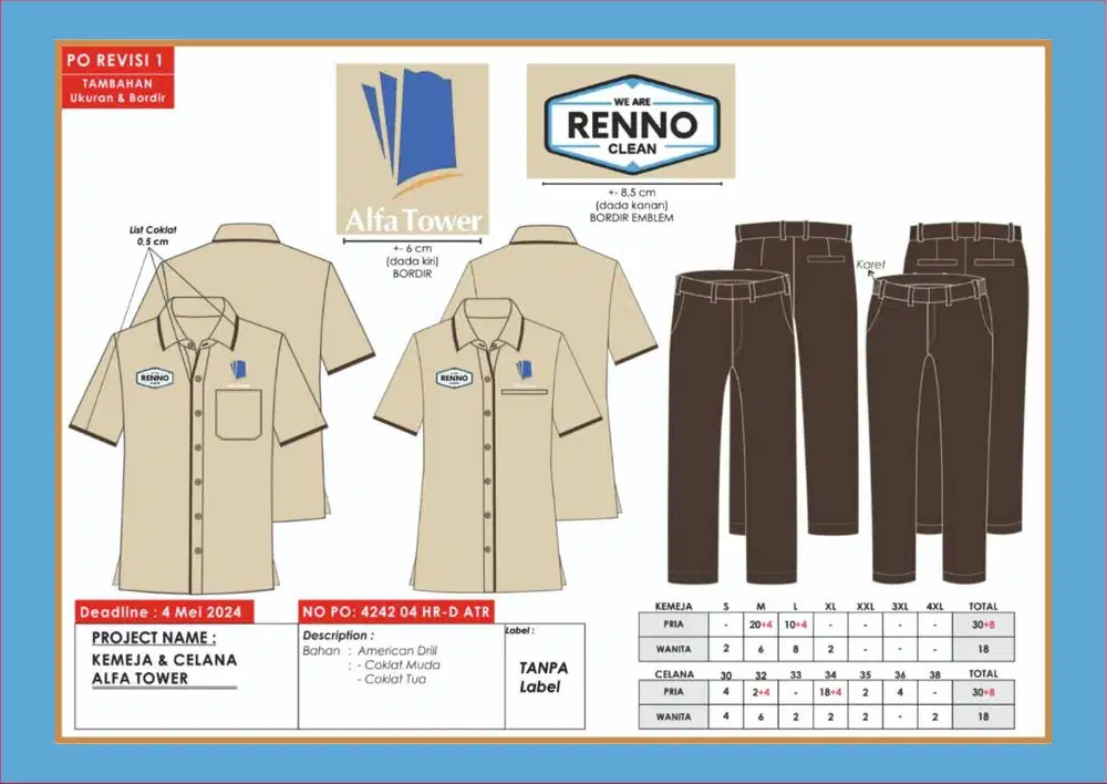 DICARI TUKANG JAHIT JAKET KEMEJA ROMPI DLL